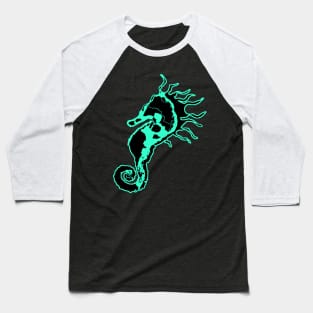 Sleepy Seahorse Aqua/Black Baseball T-Shirt